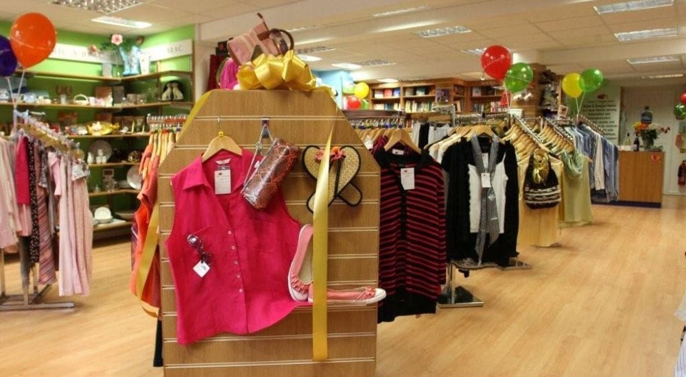 Amersham shop interior with balloons and clothing
