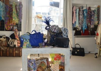 Burford shop interior bags and scarves