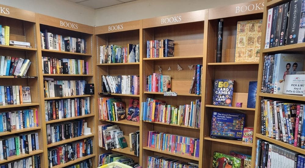 Carterton shop interior book shelves with books
