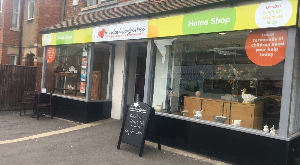 Headington shop window display with chalk sign