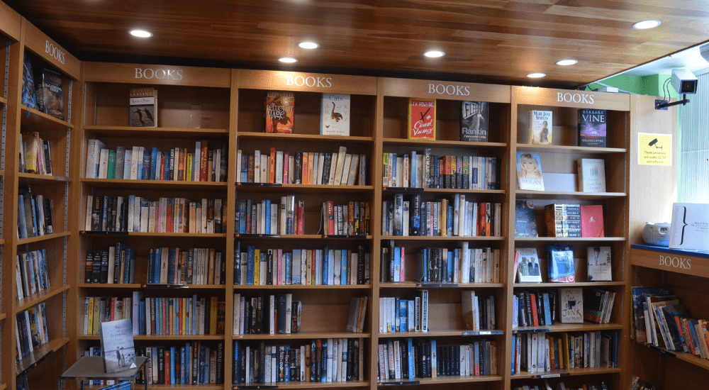 Henley shop interior with book shelf