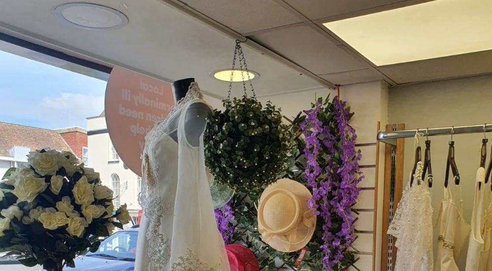 Wantage shop interior with bridal gown