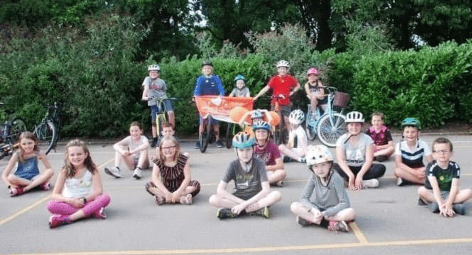 pupils from Blake Primary cycling