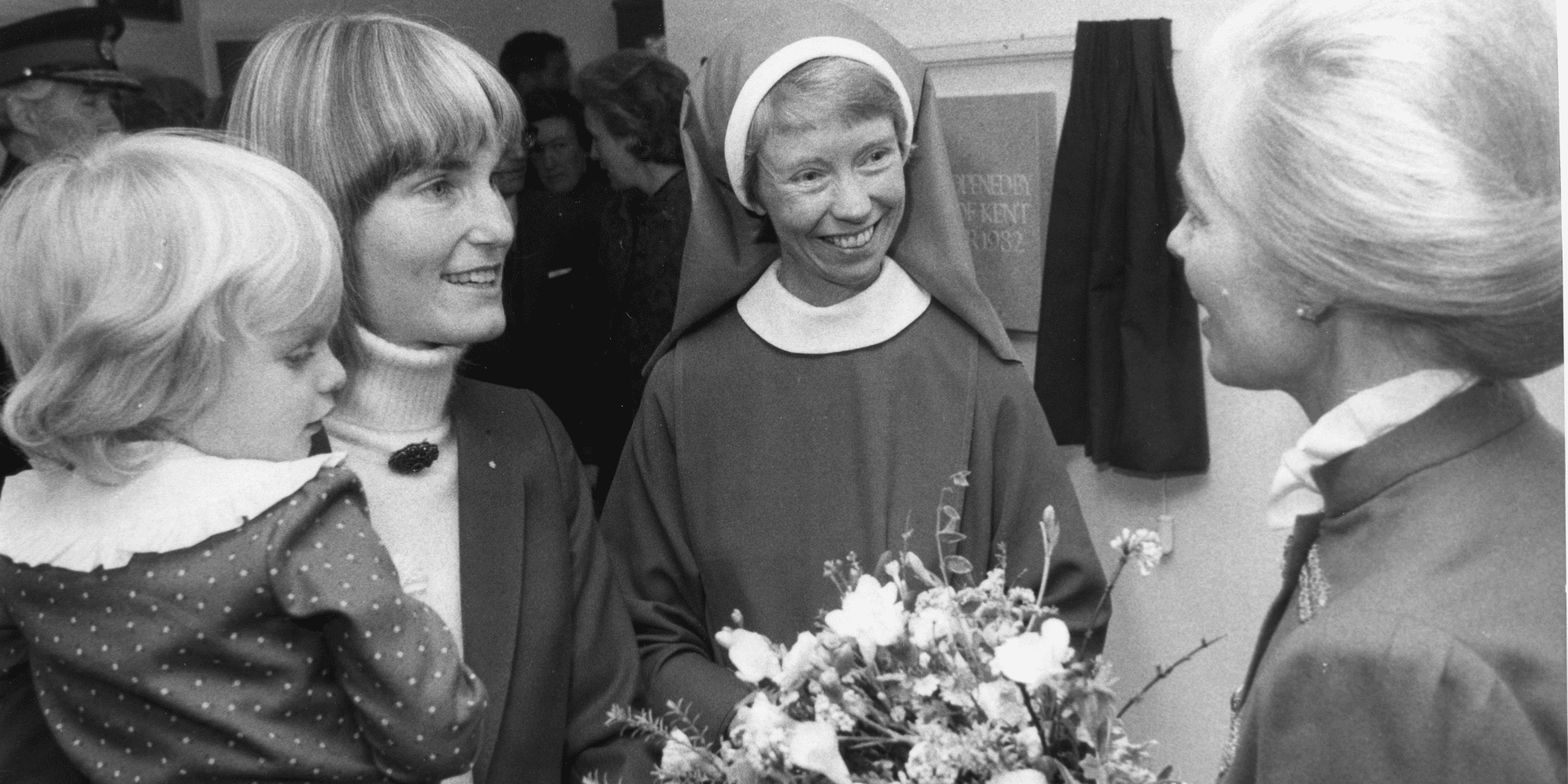 HRH The Duchess of Kent, Helen's mother Jacqueline Worswick and Helen's sister Catherine Worswick with Sister (then Mother) Frances Dominica at the official opening of Helen House on 30th November 1982. Charity history