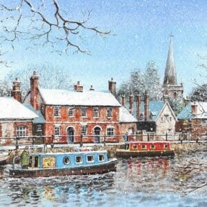 Abingdon in Winter, a view of the High Street in Abingdon - Helen & Douglas House Charity Christmas cards