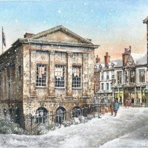 Chipping Norton in Winter, a view towards the Town Hall - Helen & Douglas House Charity Christmas cards