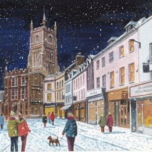 Cirencester in Winter, a view of the marketplace - Helen & Douglas House Charity Christmas cards