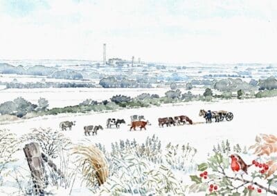 Didcot in Winter, a view from Wittenham Clumps Oxfordshire - Helen & Douglas House Charity Christmas cards