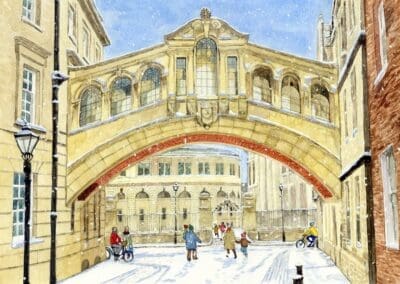 Oxford in Winter, a winter view of the Bridge of Sighs – Helen & Douglas House Charity Christmas cards